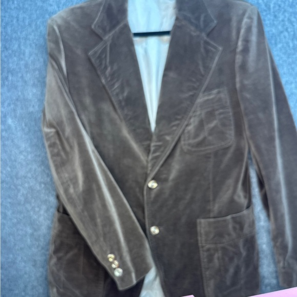 vintage 70s velvet blazer‎ jacket equestrian brown sz 40 - Picture 6 of 11